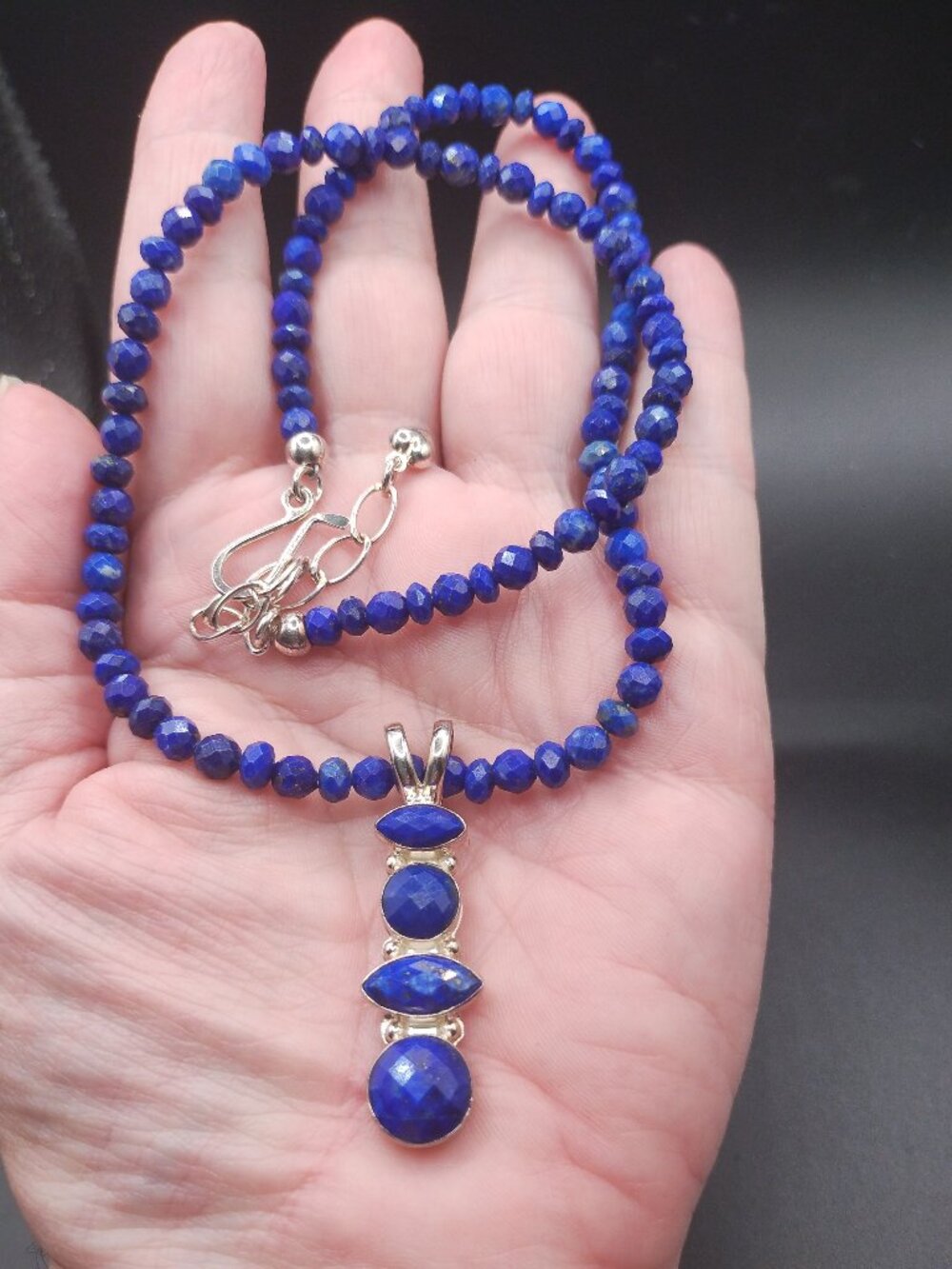 Jay King DTR 925 Sterling Silver Multi Stone Lapis Pendant with Necklace